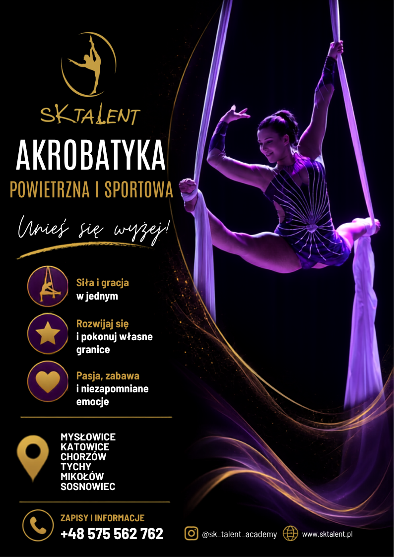 SK Talent -akrobatyka powietrzna i sportowa. Rozpoczęliśmy zapisy na nowy semestr. Katowice, Mikołów, Mysłowice, Chorzów, Tychy, Sosnowiec